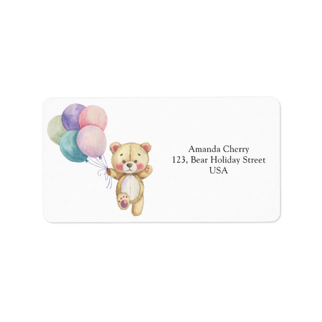 Teddy Bärenballons Adressaufkleber (Vorne)