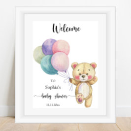Teddy Bärenballons - Begrüßungsbaby-Dusche Poster