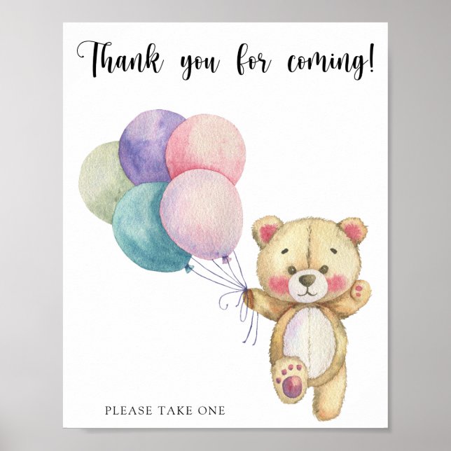 Teddy Bärenballons - Danke, dass du gekommen bist Poster (Vorne)