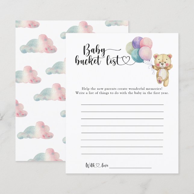 Teddy Bärenballons - Liste der Babywanzen (Vorne/Hinten)