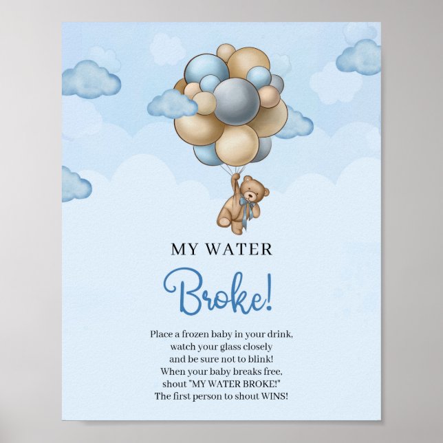 Teddy Bärenballons My Water Broke Zeichenspiel Poster (Vorne)
