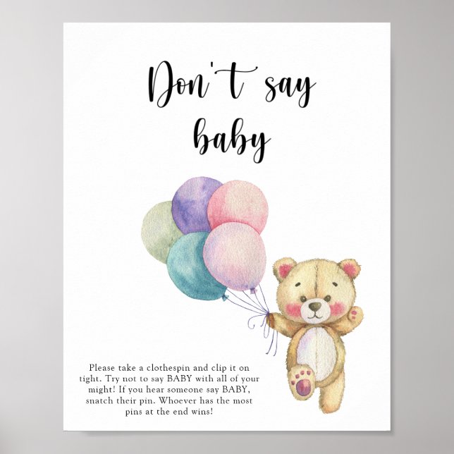 Teddy Bärenballons - Sag nicht Baby Poster (Vorne)