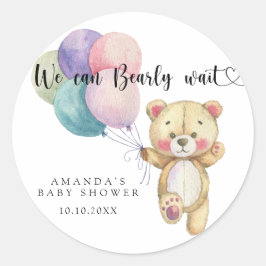 Teddy Bärenballons - wir können schon warten Runder Aufkleber