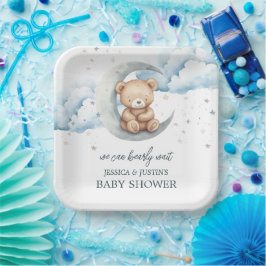 Teddy Bärenstars und Moon Baby Dusche Pappteller