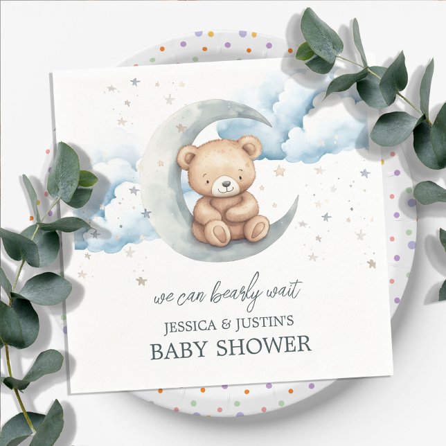 Teddy Bärenstars und Moon Baby Dusche Serviette (Von Creator hochgeladen)