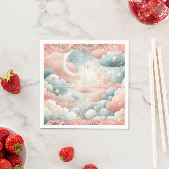 Teddy Bärenwolken und Mondplakette Serviette (Beispiel)