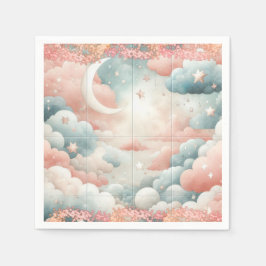 Teddy Bärenwolken und Mondplakette Serviette