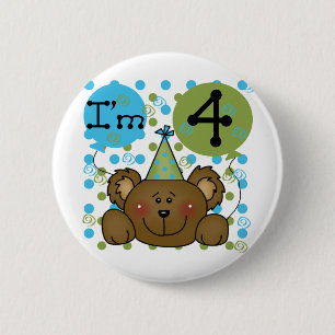 Teddy-Bärn-4. Geburtstags-T - Shirts und Geschenke Button
