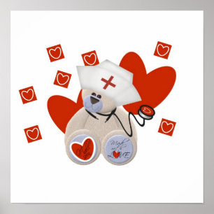 Teddy-Bärn-Krankenschwester-Liebe-T-Shirts und Poster