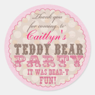 Teddy-Bärn-Party danken Ihnen Aufkleber - Rosa