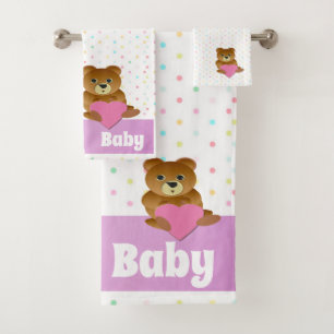 Teddy-Bärn-und Polka-Punkt-Badezimmer-Tuch-Set Badhandtuch Set