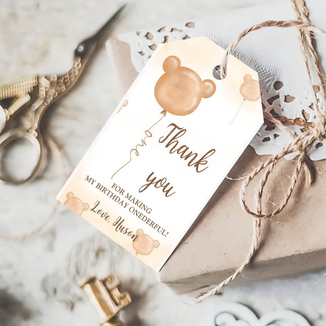 Teddy Bear 1. Geburtstag Danke Tag Geschenkanhänger (Von Creator hochgeladen)