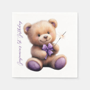 Teddy Bear 1. Geburtstag farbenfrohe Balloons Serviette