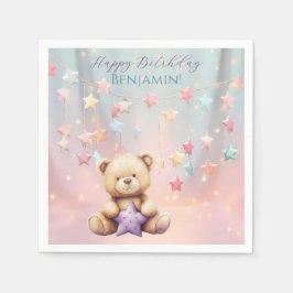 Teddy Bear 1. Geburtstag farbenfrohe Balloons Serviette