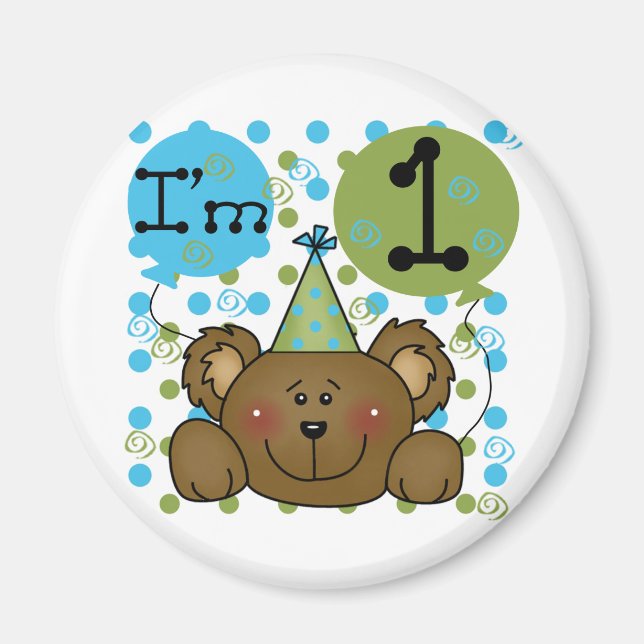 Teddy Bear 1. Geburtstag Tshirts und Geschenke Magnet (Vorne)