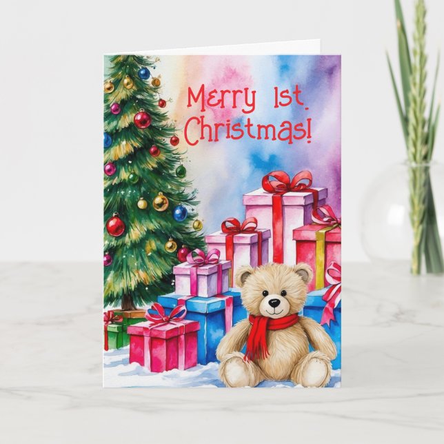 TEDDY BEAR 1ST. CHRISTMAS CARD DANKESKARTE (Vorderseite)