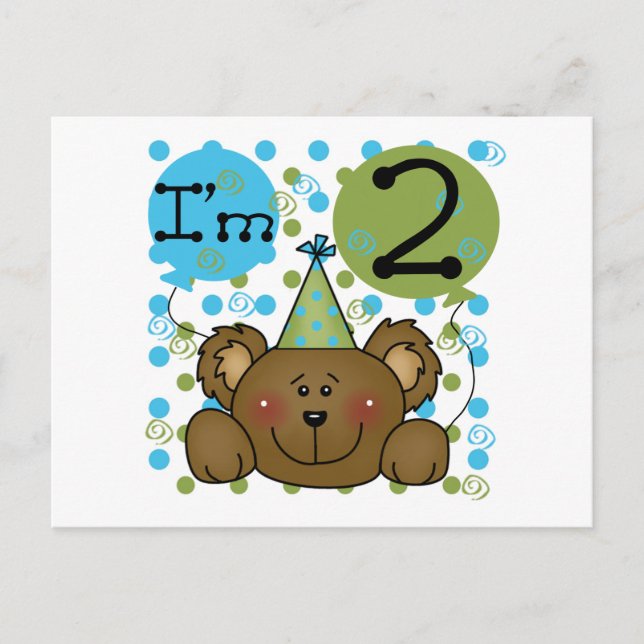 Teddy Bear 2. Geburtstag Tshirts und Geschenke Postkarte (Vorderseite)