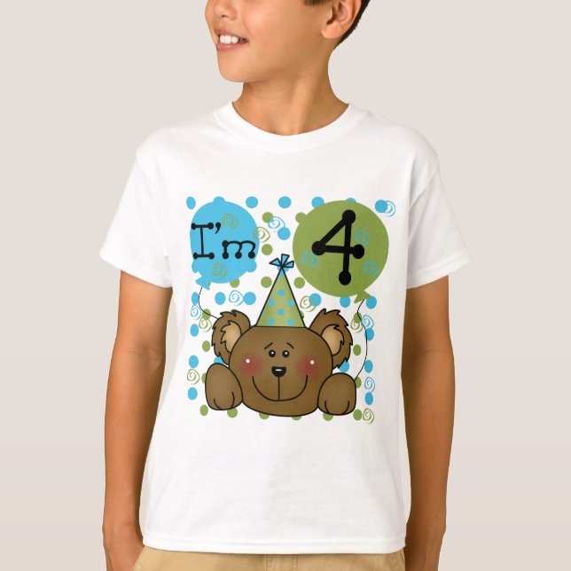 Teddy Bear 4. Geburtstag T - Shirt und Geschenke (Vorderseite)
