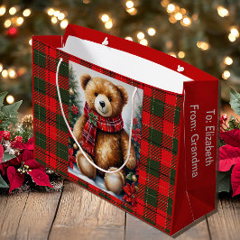 Teddy Bear Add Names Cute Christmas Große Geschenktüte