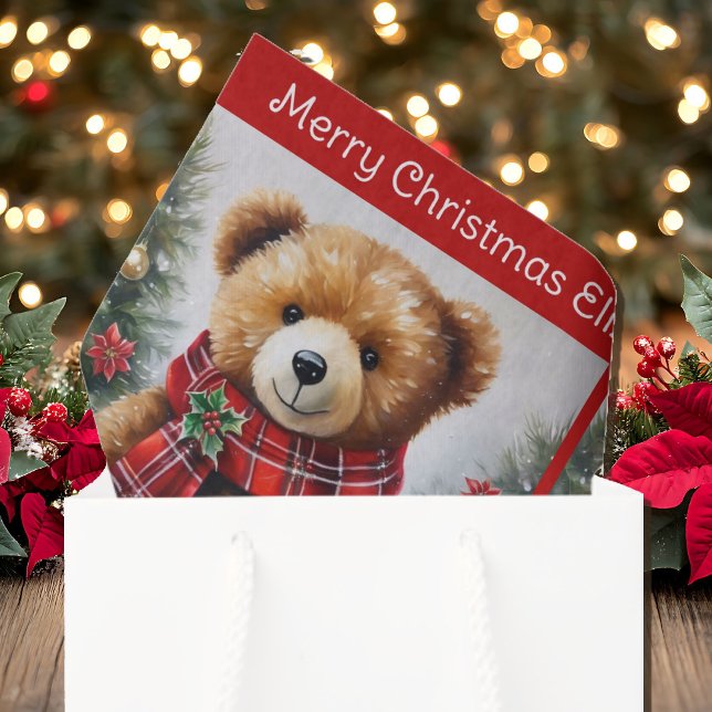 Teddy Bear Add Names Cute Christmas Seidenpapier (Von Creator hochgeladen)