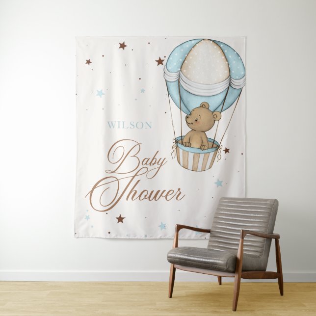 Teddy Bear Air Hot Balloon Babydusche warten Wandteppich (Beispiel)