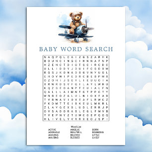 Teddy Bear Airplane Baby Shooter Word Search Game Einladung