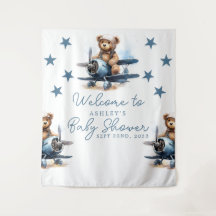 Teddy Bear Airplane Babydusche Hintergrund