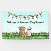 Teddy Bear and Baby Baseball Boy's Baby Shower
