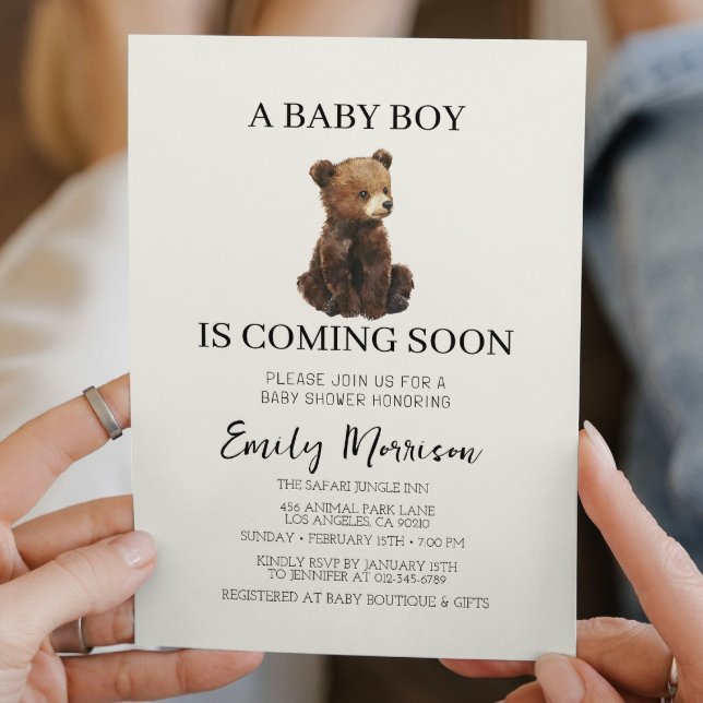 Teddy Bear and Baby Boy kommt mit Babydusche Einladung (Von Creator hochgeladen)