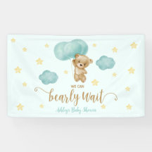 Teddy Bear and Blue Balloons Baby Dusche Party