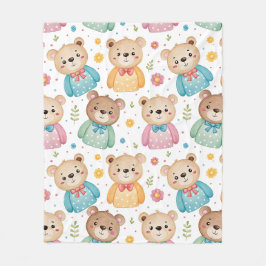 Teddy bear and flowers fleecedecke