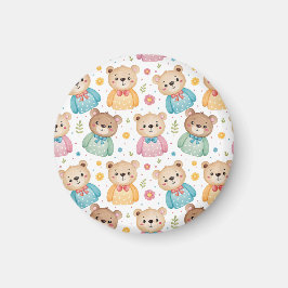 Teddy bear and flowers magnet