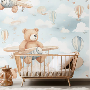 Teddy Bear and Flugzeug Kids Seamless Pattern Tapete