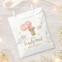 Teddy Bear and Pink Balloons Babydusche