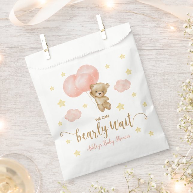 Teddy Bear and Pink Balloons Babydusche Geschenktütchen (Ausgeschnitten)