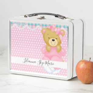 Teddy Bear and Polka Dots Metall Lunch Box