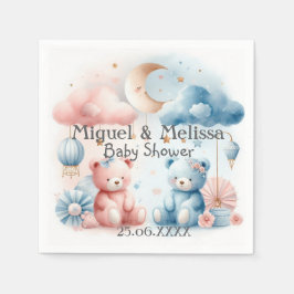 Teddy Bear and Stars Baby Dusche nach Maß Serviette