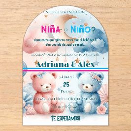 Teddy Bear and Stars Gender Reveal Custom Acryleinladungen