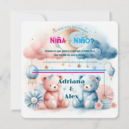 Teddy Bear and Stars Gender Reveal Custom Save The Date