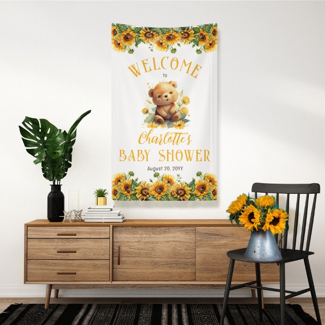 Teddy Bear and Sunflowers Baby Dusche Banner (Von Creator hochgeladen)