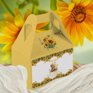 Teddy Bear and Sunflowers Baby Dusche Geschenkschachtel
