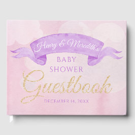 Teddy Bear Aquarelle Purple Baby shower Livre d'or