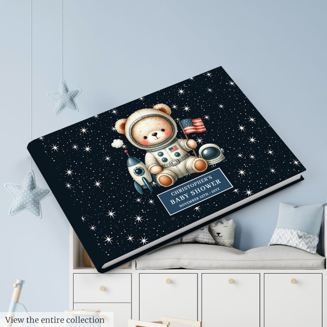 Teddy Bear Astronaut Boy Baby Shooting Logbook Gästebuch (Teddy Bear Astronaut Boy Baby Shower Logbook Guest Book)