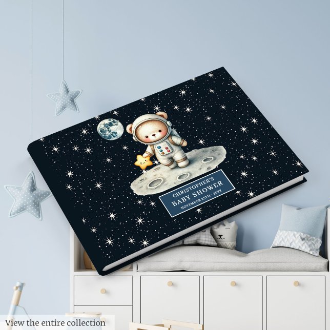 Teddy Bear Astronaut Boy Baby Showjournal Gästebuch (Teddy Bear Astronaut Boy Baby Shower Guest Journal)