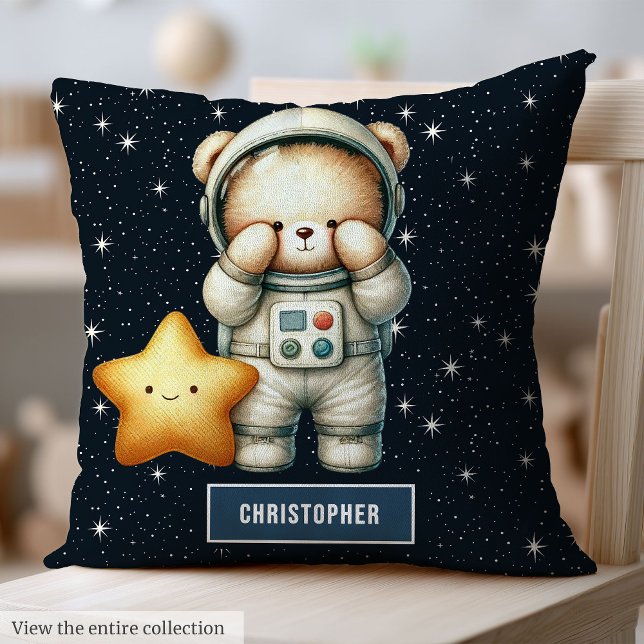 Teddy Bear Astronaut Pillow Baby Boy Kinderzimmer  Kissen (Teddy Bear Astronaut Pillow Baby Boy Nursery Decor)