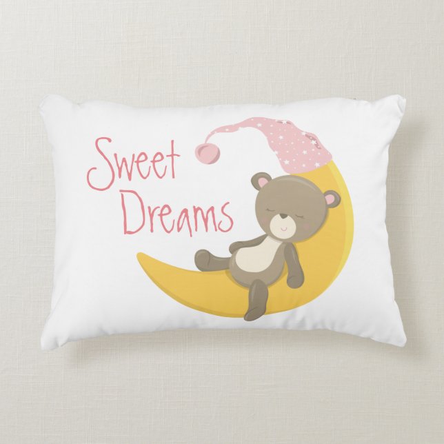 Teddy Bear auf Crescent Moon Kinderzimmer Zierkissen (Vorderseite)