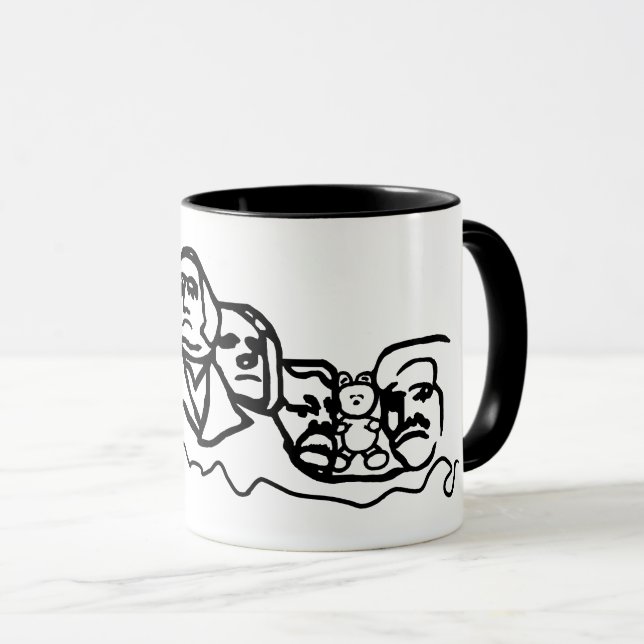 Teddy Bear auf dem Berg Rushmore Tasse (VorderseiteRechts)