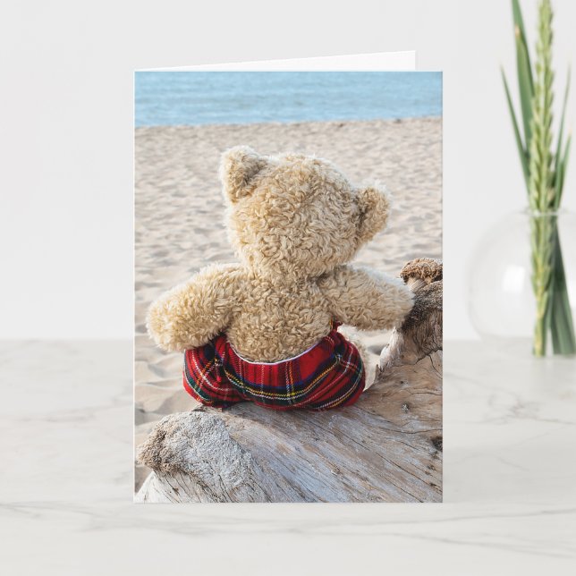 Teddy Bear auf Driftwood Karte (Vorderseite)