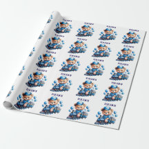 Teddy Bear auf einem Blue Train Boy Baby Geschenk