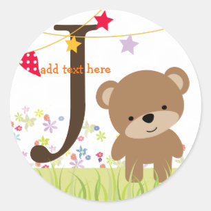 Teddy Bear Aufkleber/Monogramm hinzufügen Runder Aufkleber